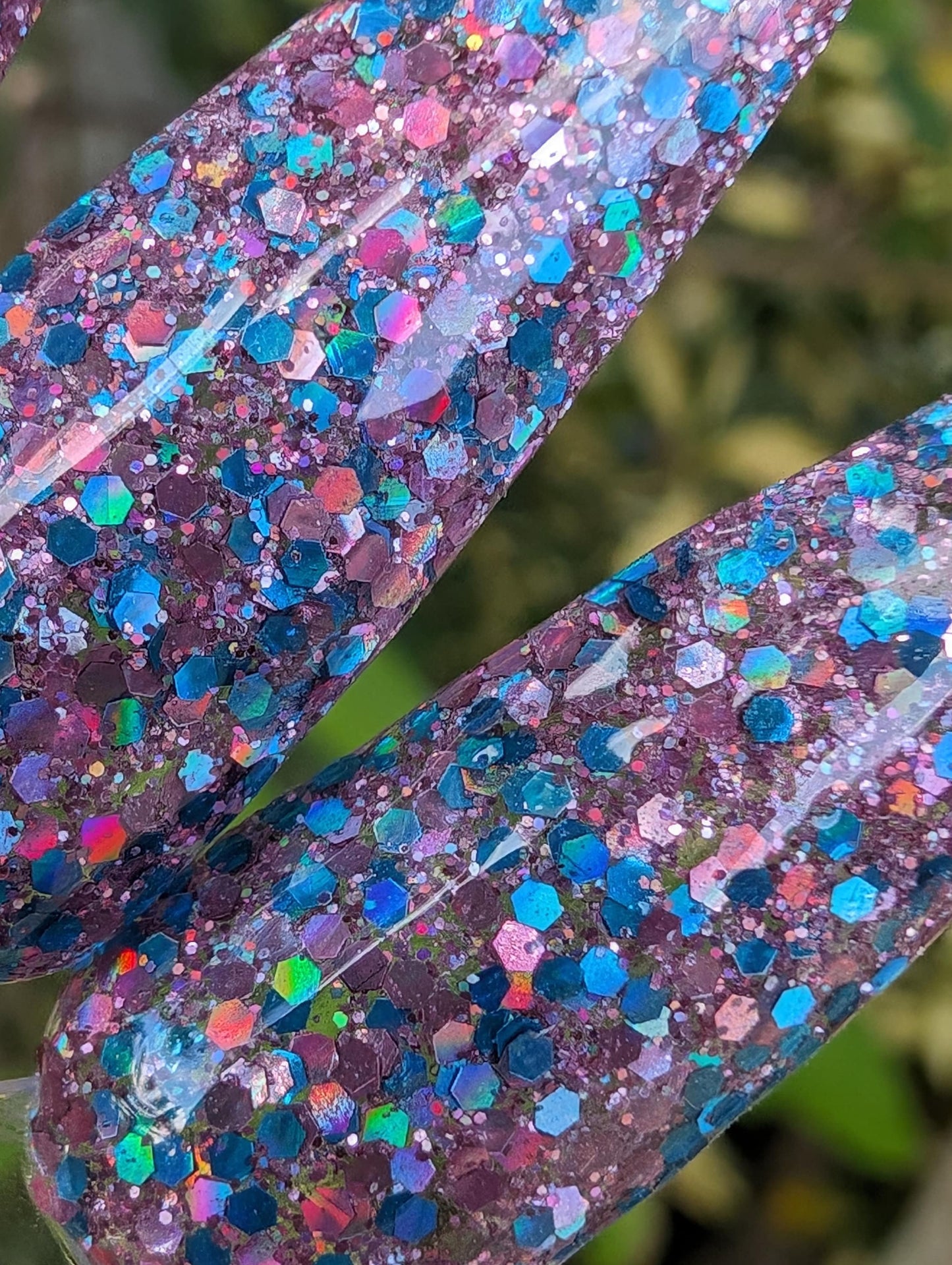 Color My World | Light Blue & Pink Holographic Mid chunky Glitter | Acrylic Nail Dip Powder