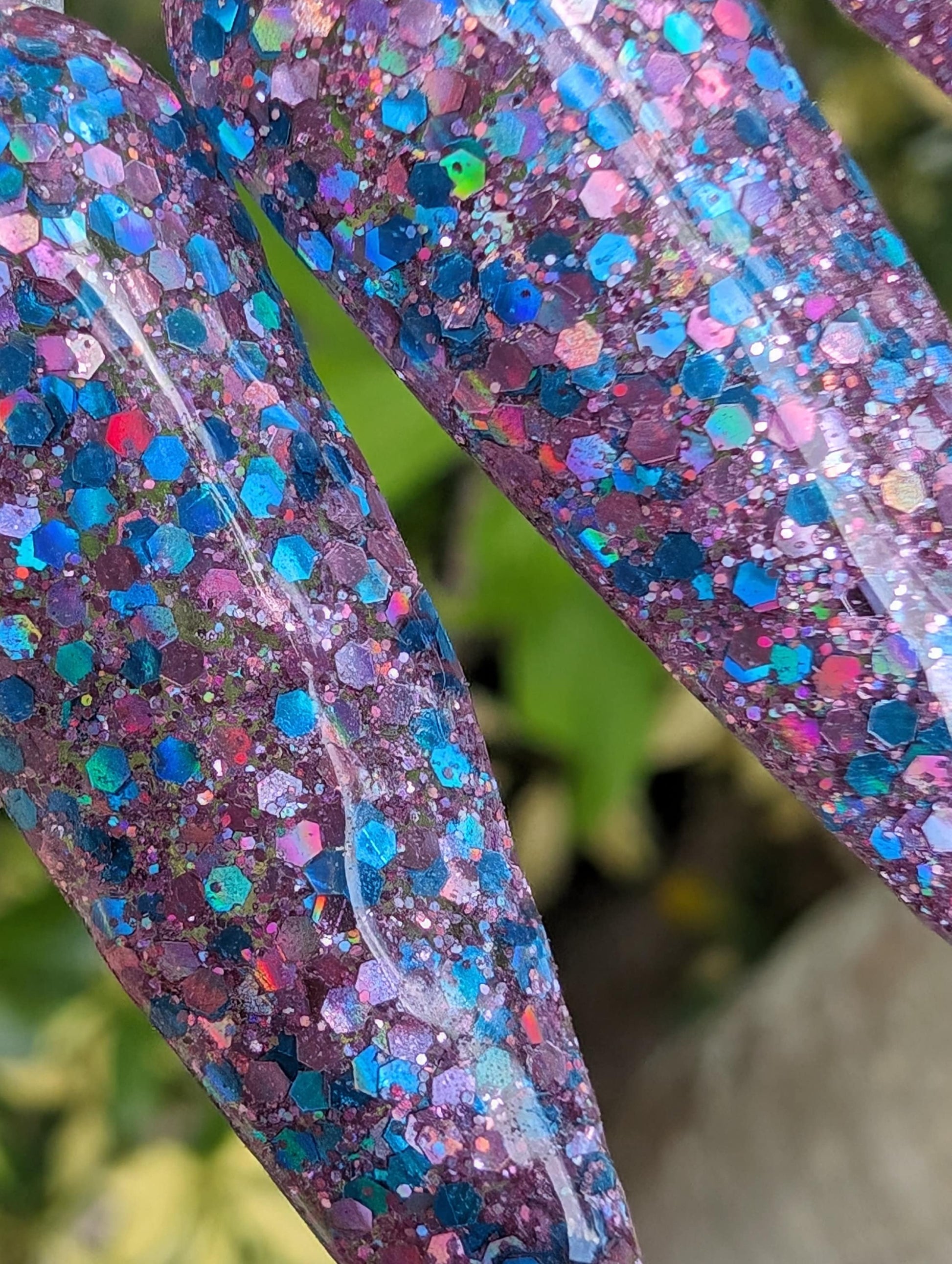 Color My World | Light Blue & Pink Holographic Mid chunky Glitter | Acrylic Nail Dip Powder