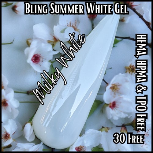 Milky White Gel | Summer White Gels | HEMA, HPMA, TPO, 30 Free uv/led | 15ml | Soak Off |