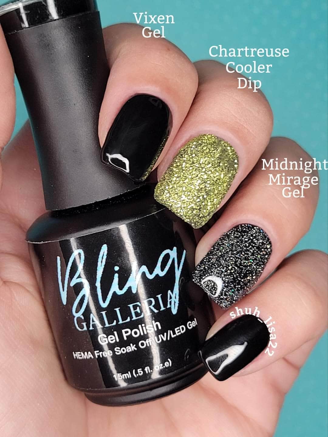 Vixen Classic Black Gel | Nail Art, Lines, Embellishment | One Coat Coverage | Bottle | HEMA, HPMA, TPO Free uv/led | 15ml | Gel Nails