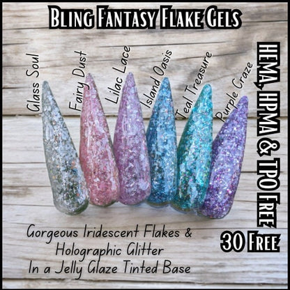 Hip Hot Glow Pink, Teal Treasure Glitter Gel Mani | Flakes & Holographic Glitters in a Teal Jelly Base | HEMA, HPMA, TPO Free uv/led | 15ml
