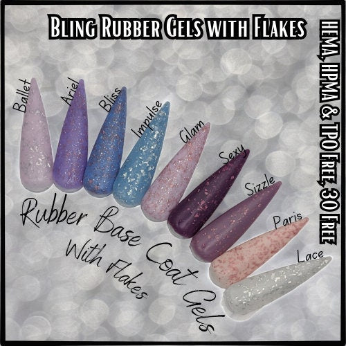 Ariel Rubber Base Gel with Flakes | HEMA, HPMA, TPO, 30 Free uv/led | 15ml | Soak Off |
