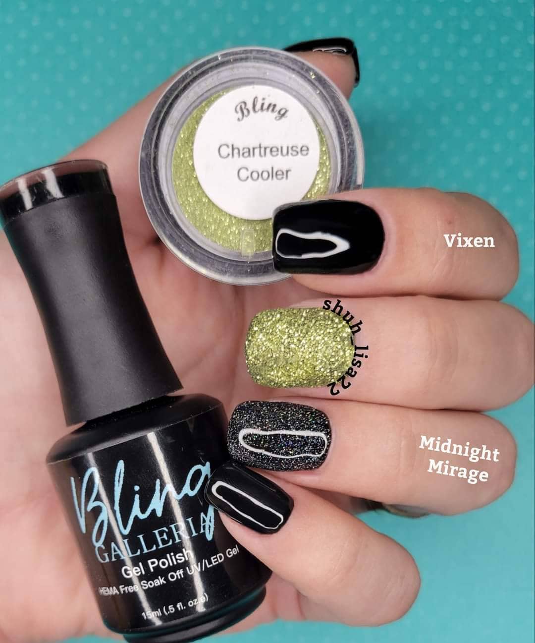 Vixen Classic Black Gel | Nail Art, Lines, Embellishment | One Coat Coverage | Bottle | HEMA, HPMA, TPO Free uv/led | 15ml | Gel Nails
