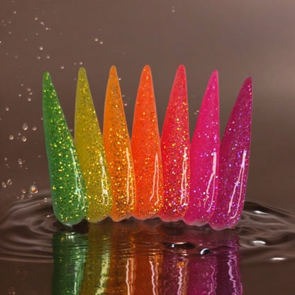 Neon Summer Time Glitter Collection | Slime, Crush, Sunray, Tropico, Sherbert, Fantasy, Lollipop | Glitter Dips | Acrylic Nail Dip Powder