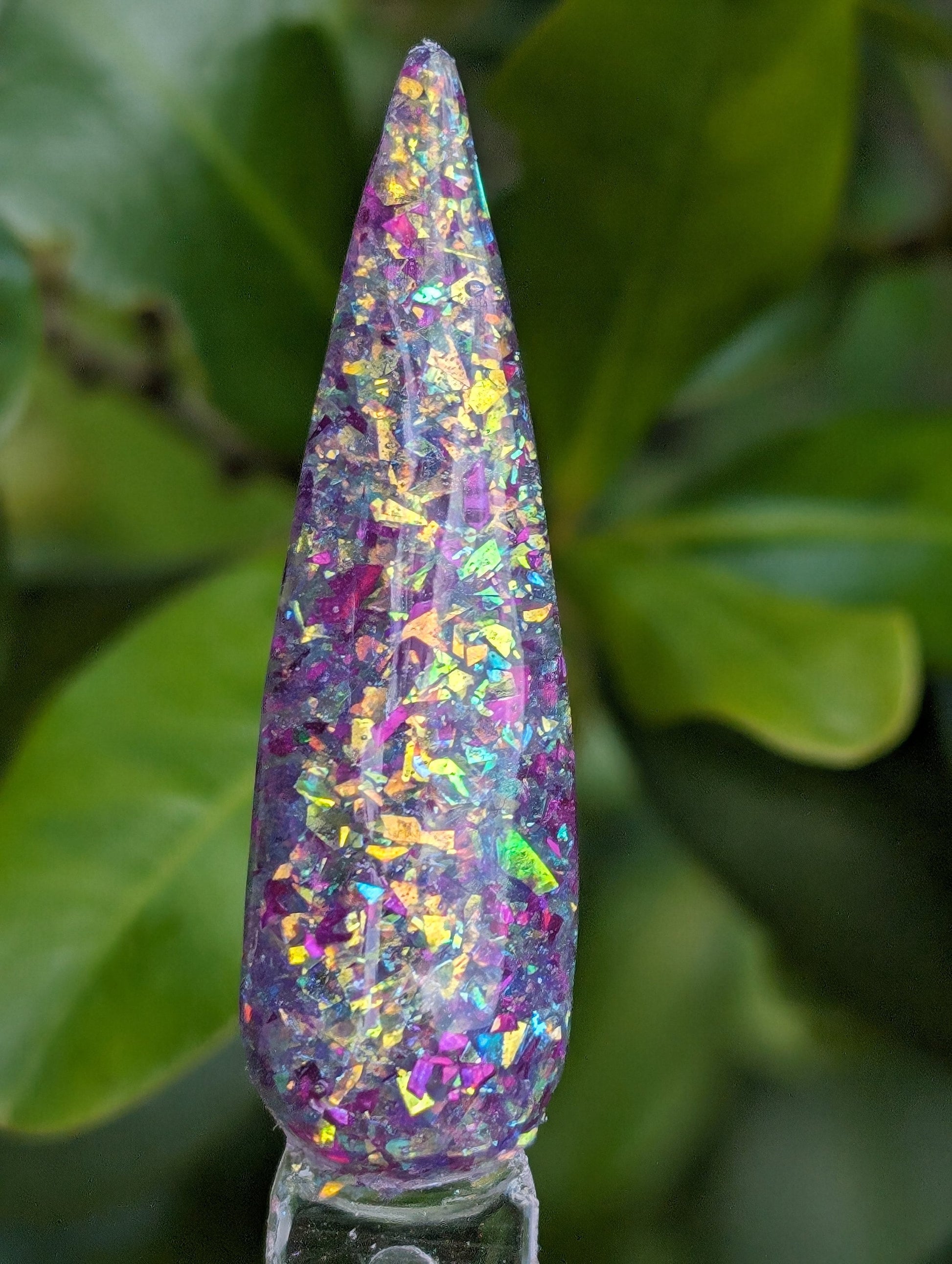 Pretty n Purple Flakie Mani / A Rainbow of Colors Mixed Among Purple and Fuchsia Flakes / Acrylic Nail Dip Powder