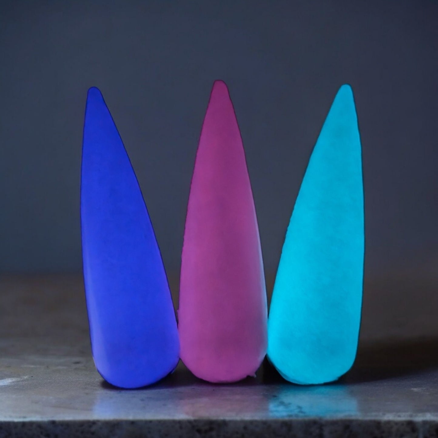 Indigo, Pink and Aqua GLOW Dip - White Pearl Silky Satin Solid White Daylight Dip that GLOWs / Acrylic Nail Dip Powder