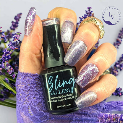 Aquarius Mermaid Micro Flake and Purple Craze Flake Glitter Gel Mani | 30 Free | HEMA, HPMA, TPO Free uv/led | 15ml | Soak Off |