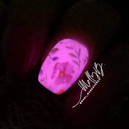 Indigo, Pink and Aqua GLOW Dip - White Pearl Silky Satin Solid White Daylight Dip that GLOWs / Acrylic Nail Dip Powder