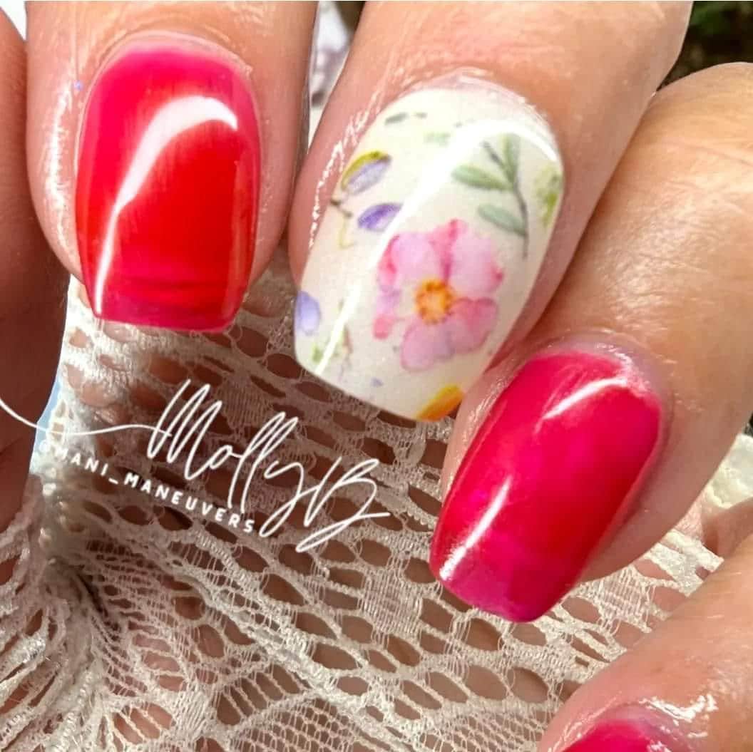 Flower Transfer Foil Overlay Set #1 | Floral Watercolor Accent Nails or Entire Mani | Apply Over Transfer Gel | 10 Strips 40in x1.5in each |
