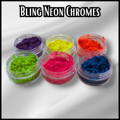 Neon CHROMES | Florescent Effect Chromes Powder | Colorful Solid Coverage | Chrome Pigment | Not Dip