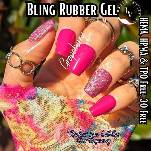 GrapeBerry Rubber Base Gel Mani | GrapeBerry | Rainbow Laser Cat Eye / HEMA, HPMA, TPO Free uv/led | 15ml | Soak Off | Gel Nai
