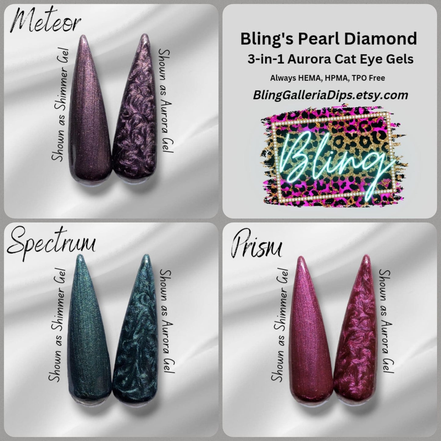 Prism | Cat Eye Aurora Pearl Gel Polish | HEMA, HPMA, TPO, 30 Free uv/led | 15ml Bottle | Soak Off | Gel Nail
