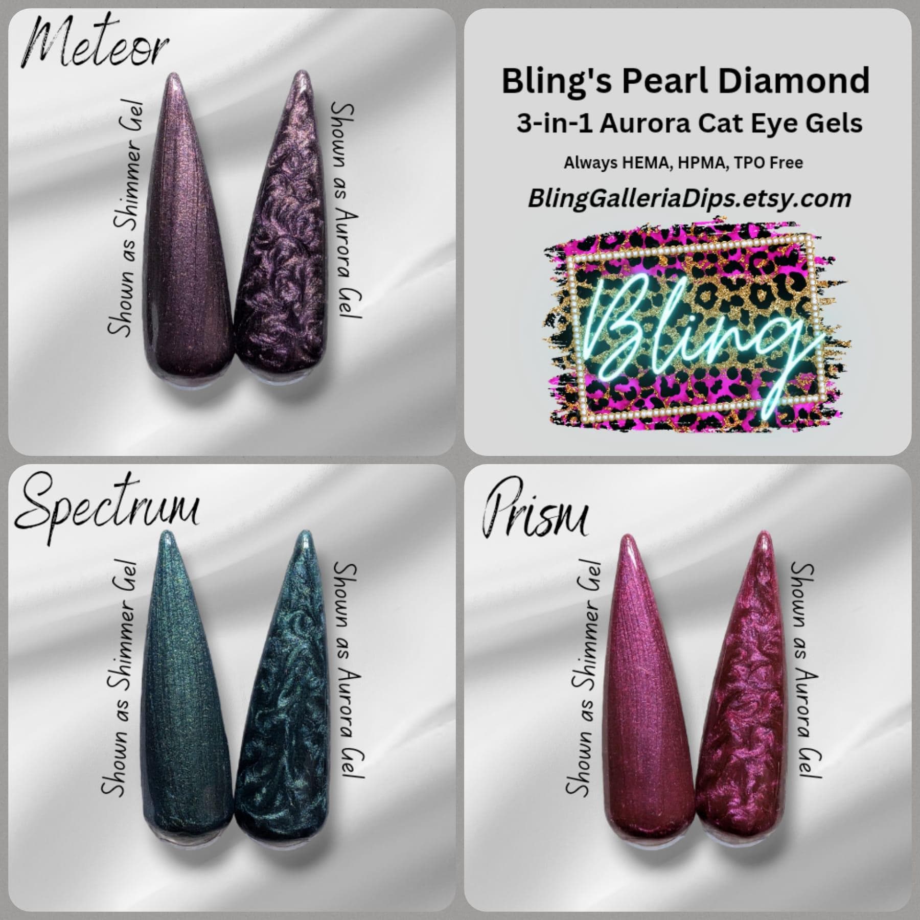 Prism | Cat Eye Aurora Pearl Gel Polish | HEMA, HPMA, TPO, 30 Free uv/led | 15ml Bottle | Soak Off | Gel Nail