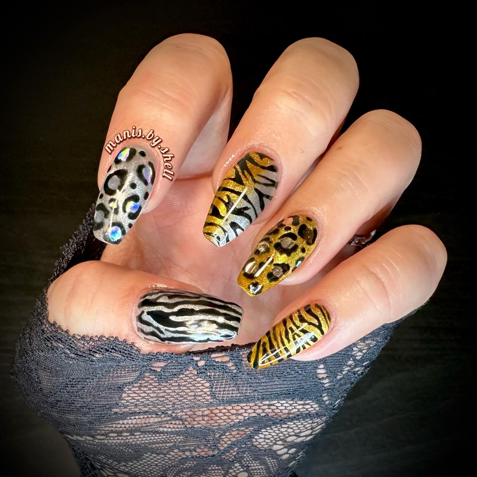 Gold & Silver Animal Print Mani | Cat Eye | Vixen Solid Black Gel Polish | HEMA, HPMA, TPO Free uv/led | 15ml Bottle | Soak Off | Gel Nail