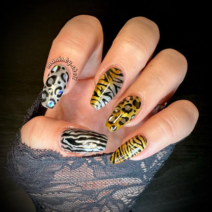 Gold & Silver Animal Print Mani | Cat Eye | Vixen Solid Black Gel Polish | HEMA, HPMA, TPO Free uv/led | 15ml Bottle | Soak Off | Gel Nail