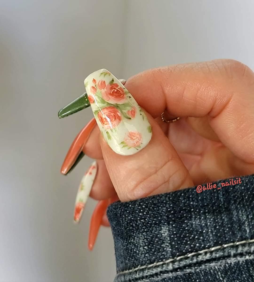 Flower Transfer Foil Overlay Set #1 | Floral Watercolor Accent Nails or Entire Mani | Apply Over Transfer Gel | 10 Strips 40in x1.5in each |