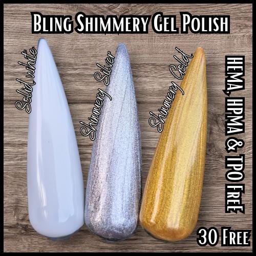 Gold, Silver & White Gel Polish | Holidays | Crackle Base |HEMA, HPMA, TPO Free uv/led | 15ml | Soak Off | Non-Yellowing | Gel Nail