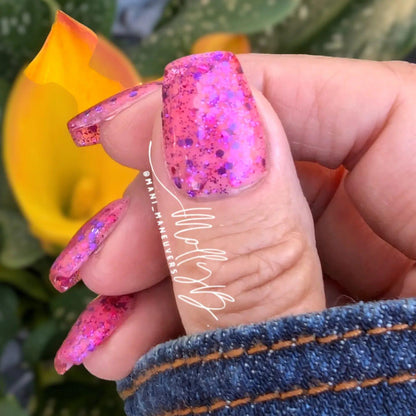 Razzmatazz Glitter Gel Polish | Iridescent | HEMA, HPMA, TPO Free uv/led | 15ml | Soak Off | Gel Nail