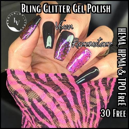 Razzmatazz Glitter Mani Gel Polish | Iridescent | HEMA, HPMA, TPO Free uv/led | 15ml | Soak Off | Gel Nail