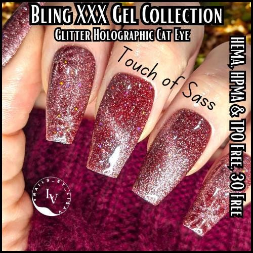 Touch of Sass Glitter Cat Eye Gel Maroon | Burgundy | Red | From Bling's XXX Collection | HEMA HPMA tpo Free uv/led | 15ml