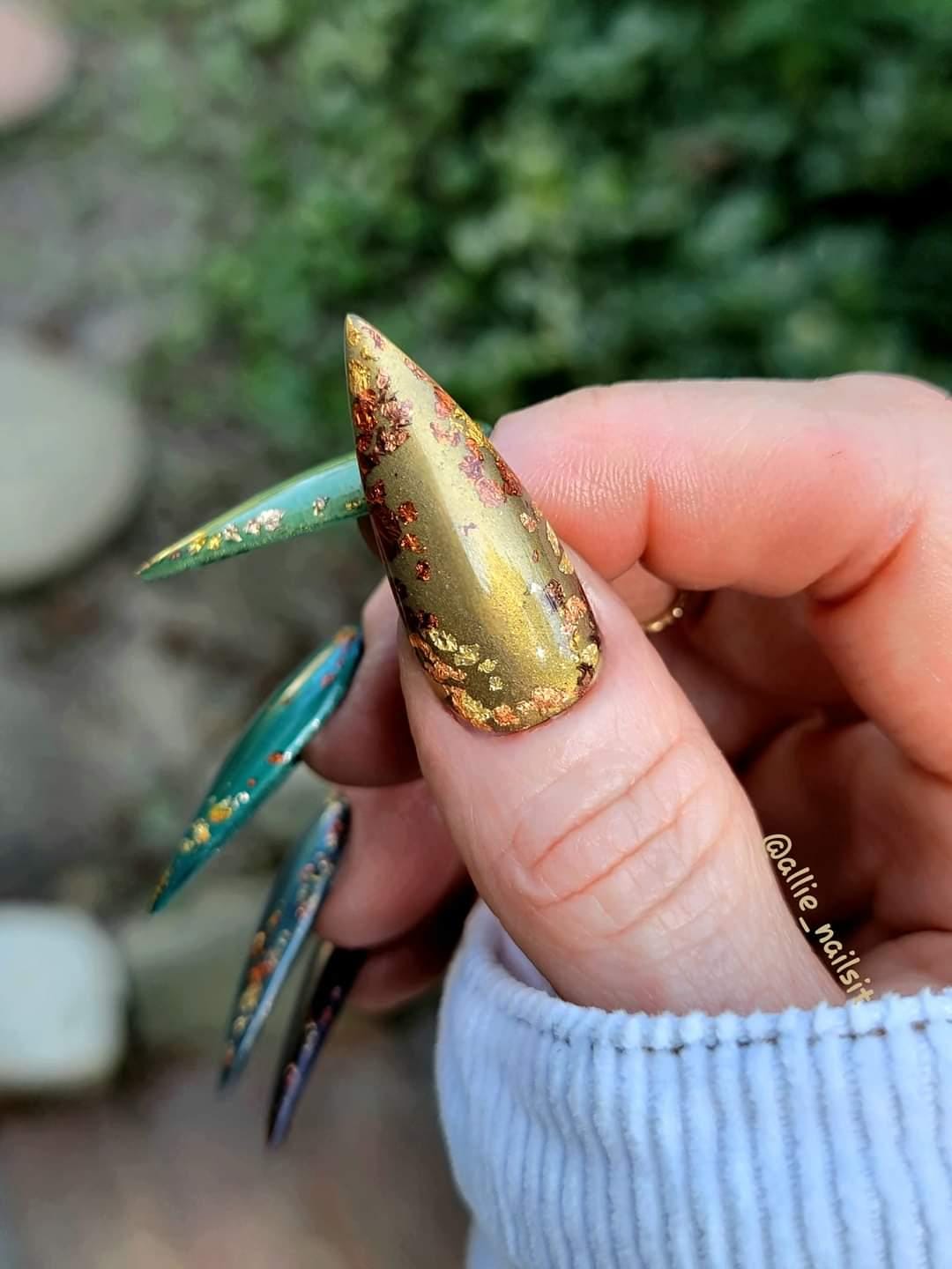 Chrome Jewel Mani | Malachite, Seaside, Eminence, Olive Branch, Mossy | Autumn Reflections Collection | Acrylic Nail Dip Powder