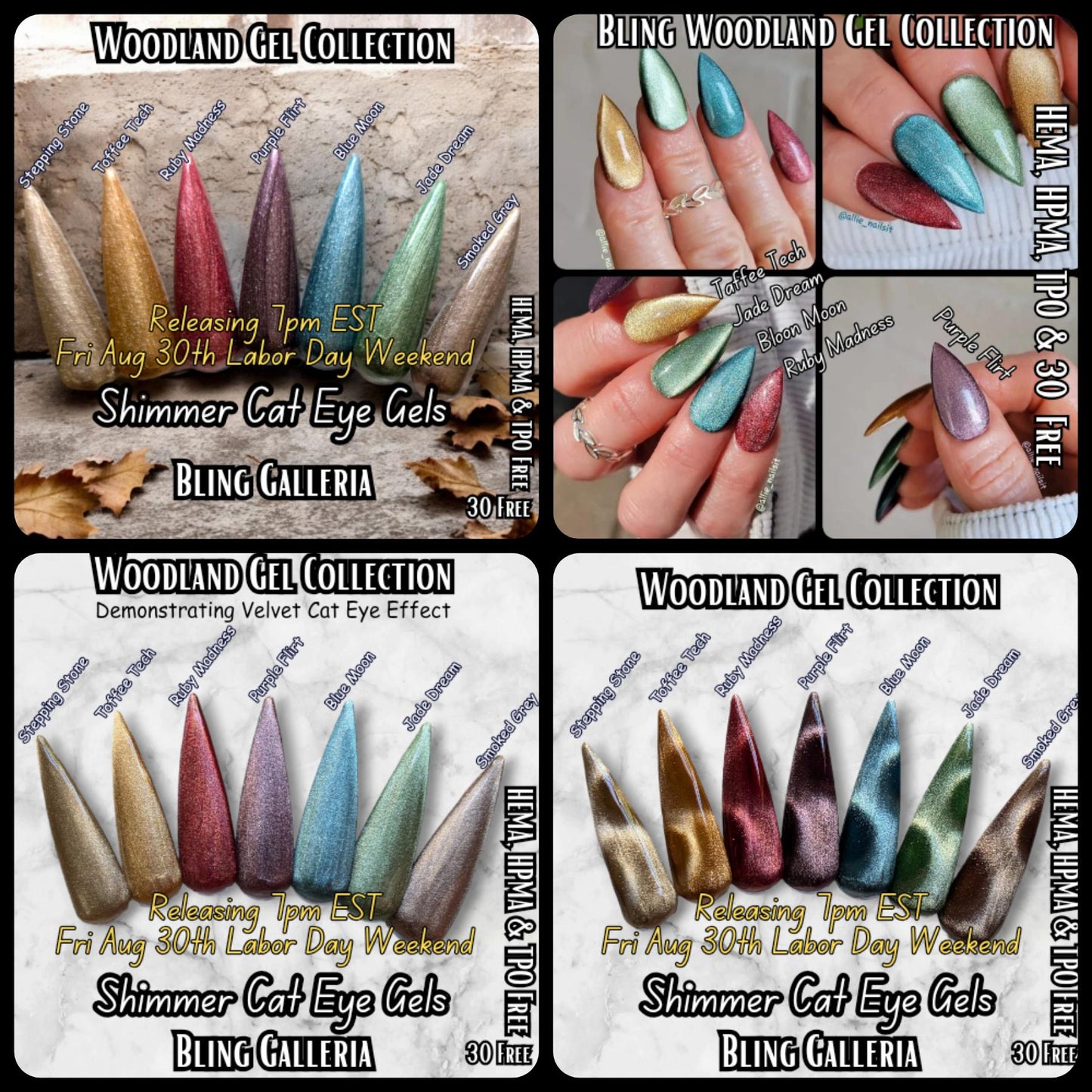 Purple Flirt & Jade Dream Gel Mani | Woodland Cat Eye Gels | HEMA, HPMA, TPO Free