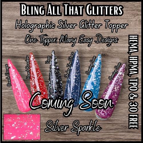Deepest Desire Silver Sparkle Gel Mani - Near Black Solid Gel - Silver Sparkle Holo Glitter Gel - HEMA, HPMA, TPO Free