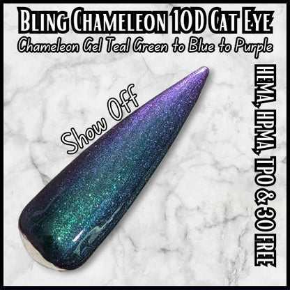 10D Cat Eye Gel Marble Design | Show Off | Tiger Eye | Chameleon Shimmery Cat Eye | HEMA, HPMA, TPO, 30 Free uv/led | 15ml | Gel Nail
