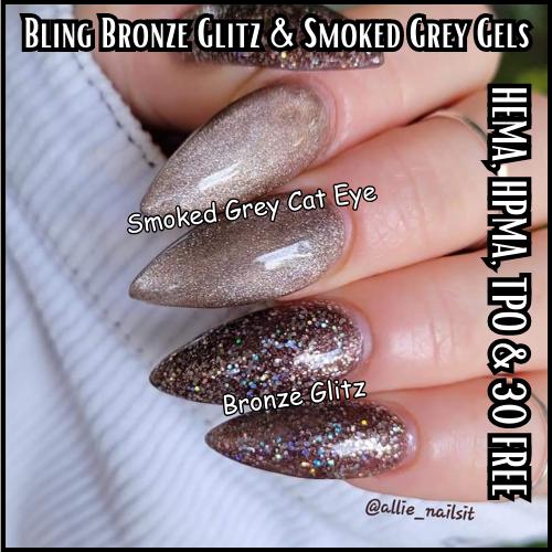 Bronze Glitz Smokey Grey Cat Eye Mani - Holo Micro Glitter Gel - HEMA, HPMA, TPO Free