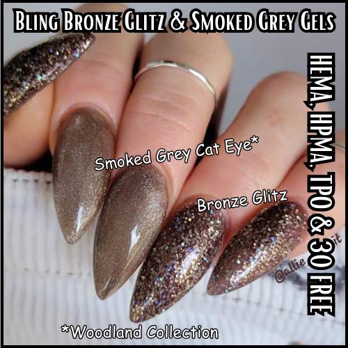 Bronze Glitz Smokey Grey Cat Eye Mani - Holo Micro Glitter Gel - HEMA, HPMA, TPO Free