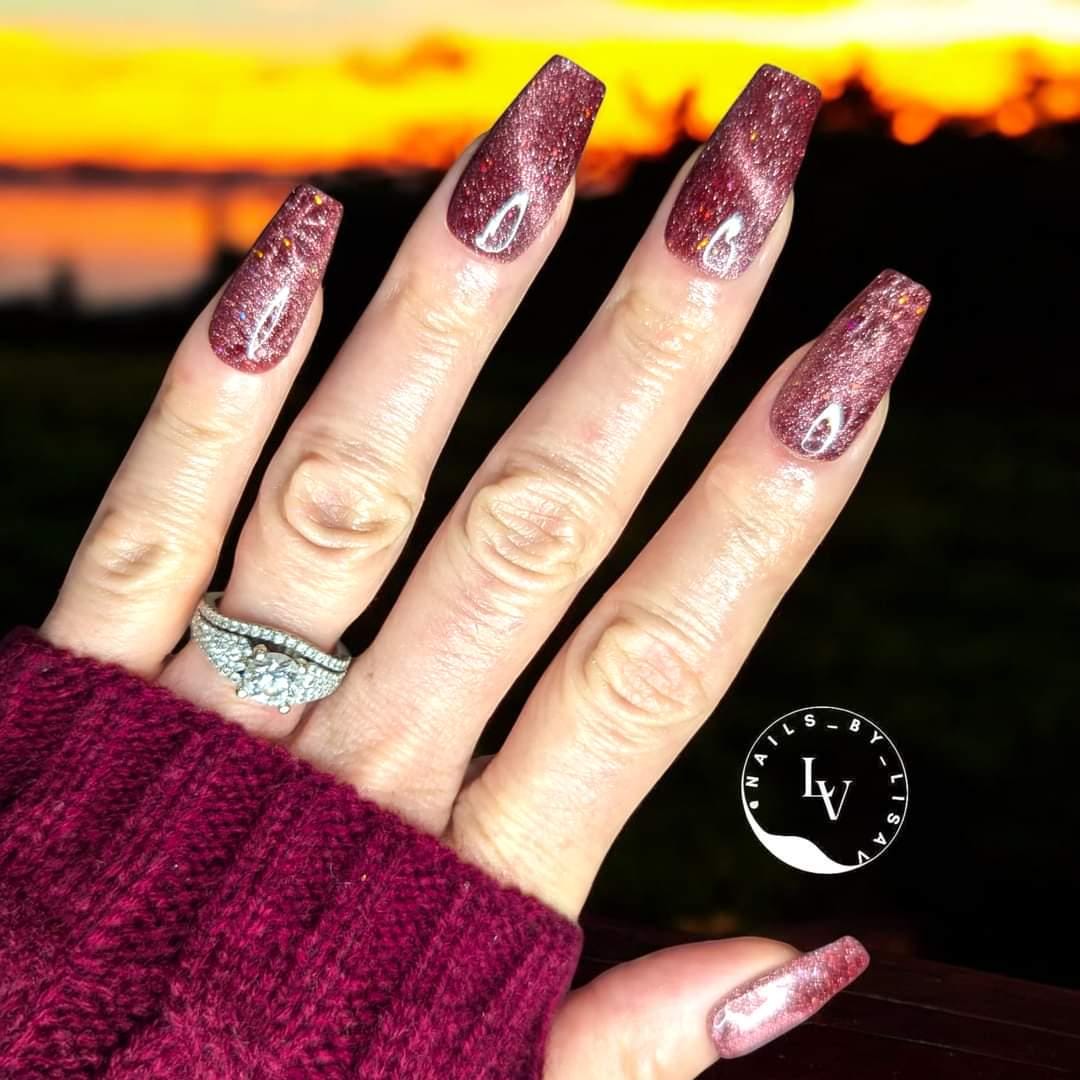 Touch of Sass Glitter Cat Eye Gel Maroon | Burgundy | Red | From Bling's XXX Collection | HEMA HPMA tpo Free uv/led | 15ml