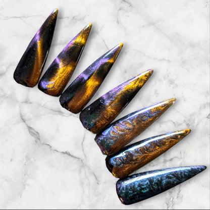 10D Cat Eye Gel Marble Design | Show Off | Tiger Eye | Chameleon Shimmery Cat Eye | HEMA, HPMA, TPO, 30 Free uv/led | 15ml | Gel Nail