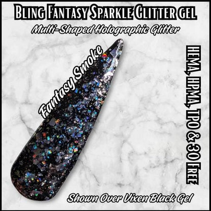 Fantasy Sparkly Collection | Silver Fantasy, Gold Fantasy, Smoke Sparkle | HEMA, HPMA, TPO, 30 Free uv/led | 15ml |