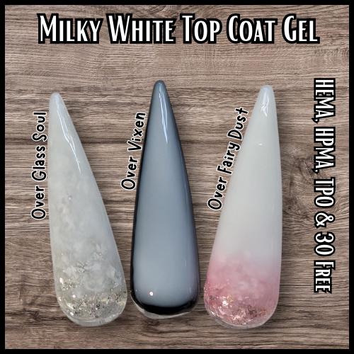 White Milky Top Coat Mani (No Wipe) | Shiny Overlay | HEMA, HPMA, TPO Free uv/led | 15ml | Soak Off
