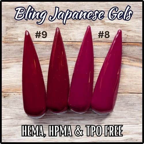 Japanese Gels #8 & #9 | Red Pinks | High Quality, Highly Pigmented, Low Monomer Soft Gels in Pots | HEMA, HPMA, TPO Free uv/led | 5ml |