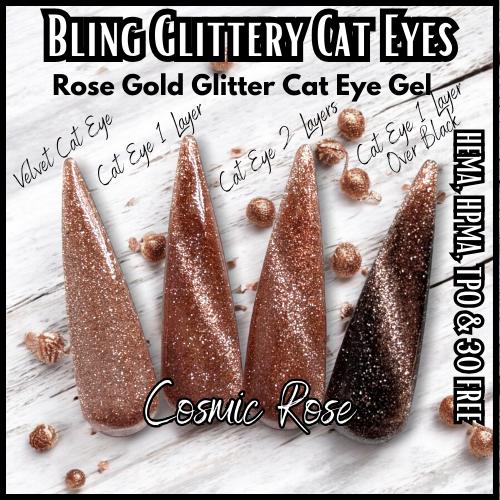 Cosmic Rose Glittery Cat Eye | Red Glitter Gel | HEMA, HPMA, TPO, 30 Free uv/led | 15ml | Soak Off |