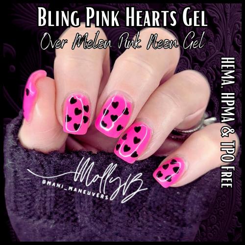 White Hearts Gel Over Mystery Holographic Gel Mani | Hearts In a Clear Top Coat Gel | HEMA, HPMA, TPO Free
