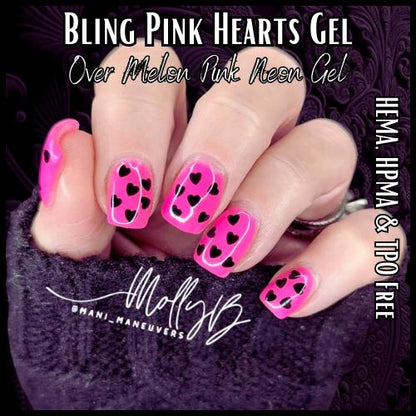 White Hearts Gel Over Mystery Holographic Gel Mani | Hearts In a Clear Top Coat Gel | HEMA, HPMA, TPO Free