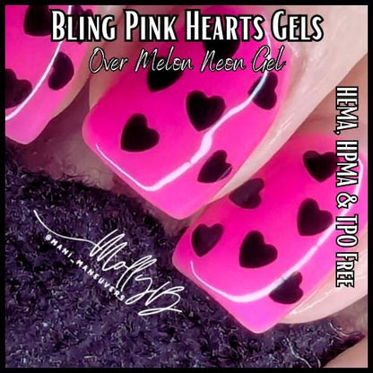 White Hearts Gel Over Mystery Holographic Gel Mani | Hearts In a Clear Top Coat Gel | HEMA, HPMA, TPO Free