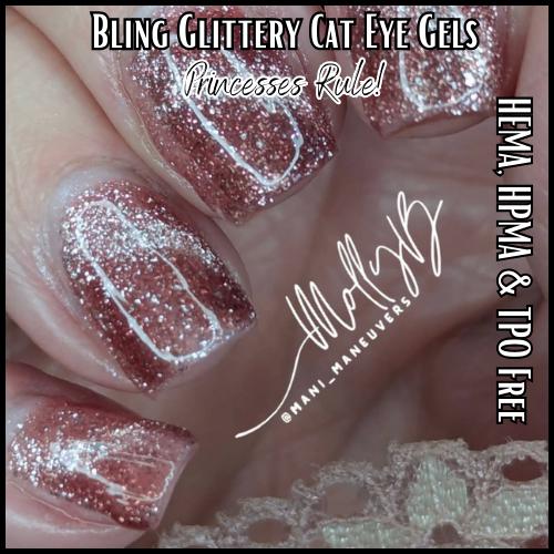 Princesses Rule! Glittery Cat Eye Mani | Pink Glitter Cat Eye Gel | HEMA, HPMA, TPO, 30 Free uv/led | 15ml | Soak Off |