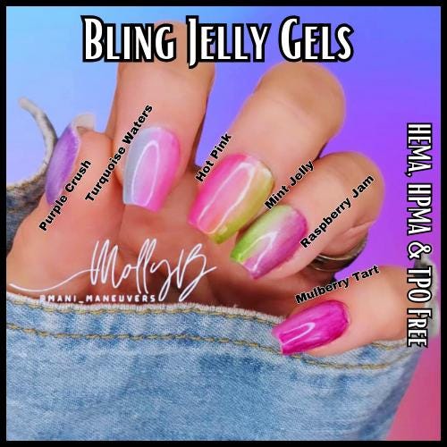 Jelly Gel Mani 2 | Turquoise Waters, Mint Jelly, Hot Pink | HEMA, HPMA, TPO Free uv/led | 15ml |