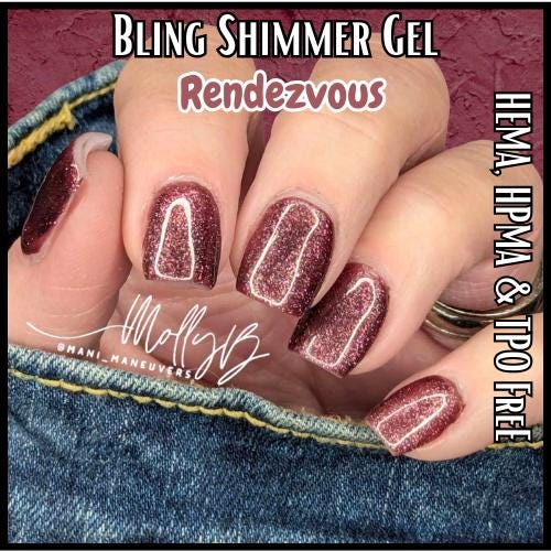 Rendezvous & Sparkling Rose Gel Mani | Dark Sultry Pinkish Brown Super Shimmery and Rose Gold Glitter Gel | HEMA HPMA tpo Free uv/led | 15ml