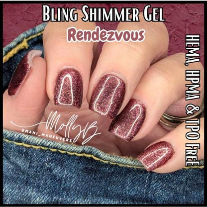Rendezvous & Sparkling Rose Gel Mani | Dark Sultry Pinkish Brown Super Shimmery and Rose Gold Glitter Gel | HEMA HPMA tpo Free uv/led | 15ml