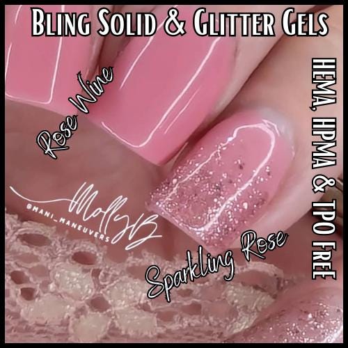 Rendezvous & Sparkling Rose Gel Mani | Dark Sultry Pinkish Brown Super Shimmery and Rose Gold Glitter Gel | HEMA HPMA tpo Free uv/led | 15ml
