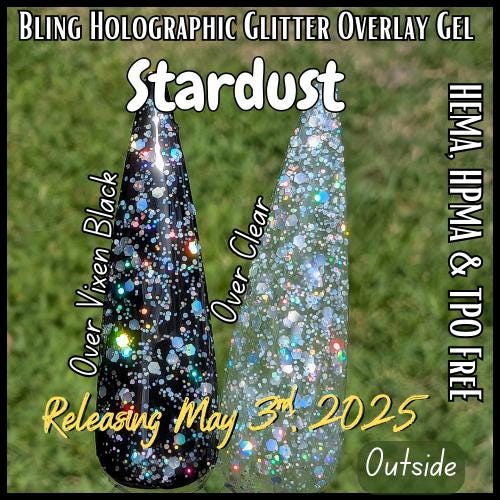 Star Dust Holographic Glitter Overlay Gel | Holographic Glitter in a Clear Base Gel | HEMA, HPMA, TPO, 30 Free uv/led | 15ml |