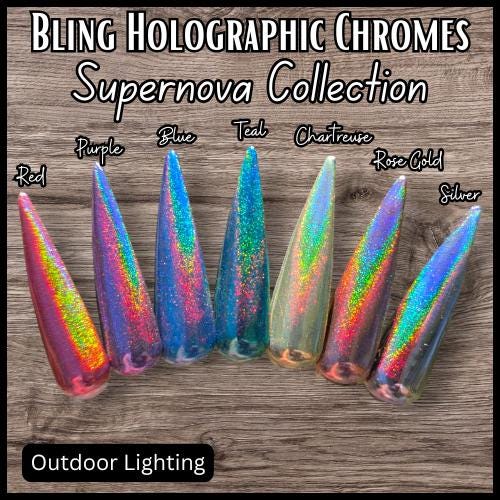 Holographic CHROME | Color Shifting Effect Chrome Powder | Red Purple Blue Teal Chartruse Light Bronze Silver | Chrome Pigment | Not Dip