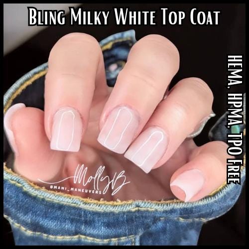 White Milky Top Coat Mani (No Wipe) | Shiny Overlay | HEMA, HPMA, TPO Free uv/led | 15ml | Soak Off