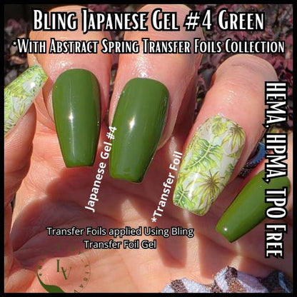 Abstract Spring Transfer Foil Mani | With Green #4 Japanese Gel | HEMA, HPMA, TPO Free uv/led | 5ml | Gel Nail