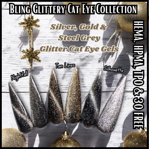 Hot Pink and Blue Berry Jelly Gels Over Silhouette Cat Eye Glitter | HEMA, HPMA, TPO Free uv/led | 15ml |