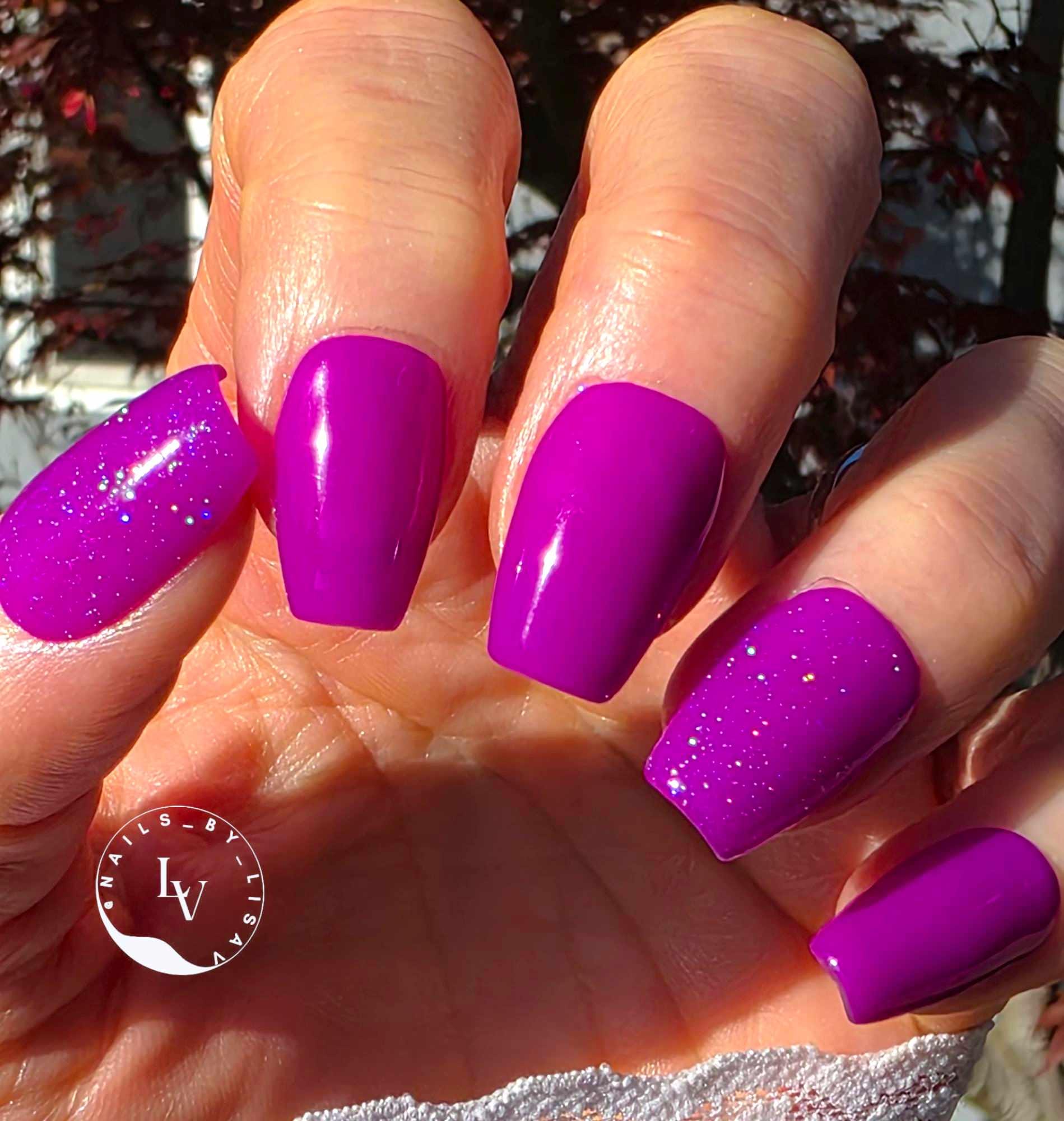 Grape Escape Solid Purple Gel Mani | With Holographic Topper on Thumb & Ring Finger | HEMA, HPMA, TPO Free uv/led | 15ml